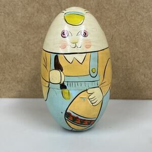 Nesting Dolls Easter Bunny Russian Vtg Set of 4 Wooden Hand Painted - AS IS